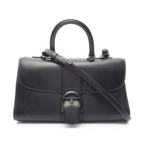 Delvaux Brillant 東西向單肩斜挎包，黑色皮革，二手女款