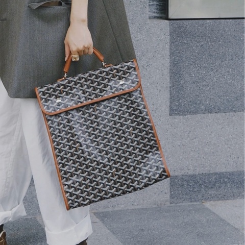 ✨Goyard｜Saint Léger手提雙肩包 棕色配皮黑老花｜98新