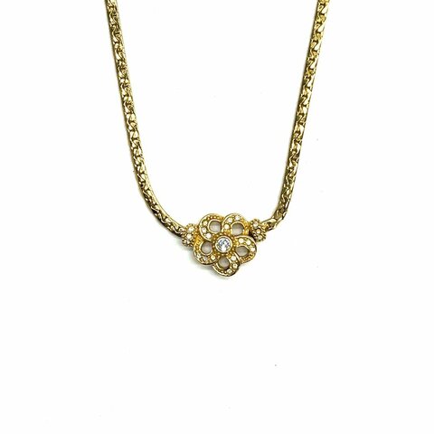 Dior 金色 花 鑽 項鏈