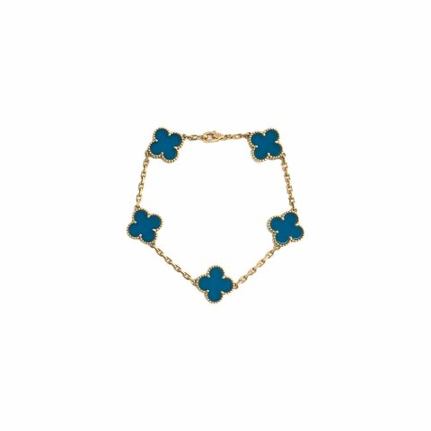 Van Cleef & Arpels H VCA 18K黃金 藍瑪瑙 五花 23年全套 手鏈