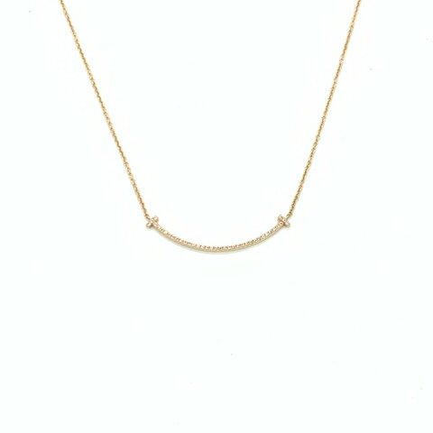 Tiffany & Co. 18k玫瑰金 笑臉 小號 滿鑽 項鏈