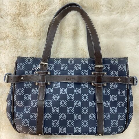 Loewe 深藍牛仔老花托特包 Vintage款