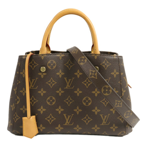 LOUIS VUITTON Monogram Montaigne BB手挽肩背兩用袋棕色