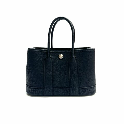 Hermès 黑銀 花園 全皮 mini K刻 手提包