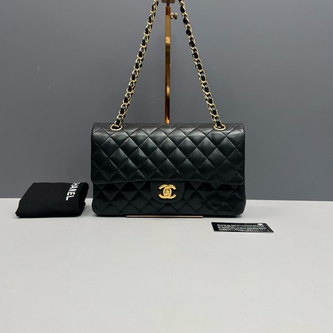 Chanel香奈兒 黑金羊皮CF中號鏈條包  97新