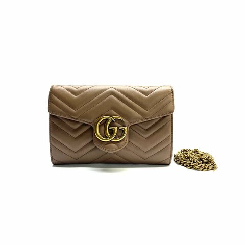 Gucci 奶茶 馬蒙 marmont woc 信封 小號 肩背包