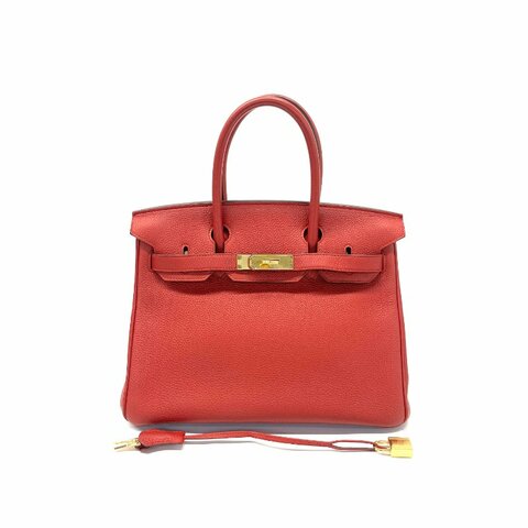 Hermès 朱砂紅 birkin30 t刻 手提包