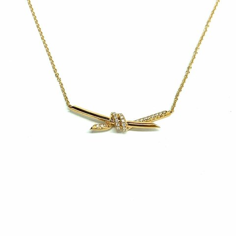 Tiffany & Co. 18k黃金 knot 中號 半鑽 項鏈