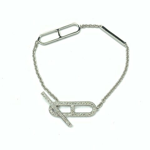 Hermès 18K白金 chained 豬鼻子 滿鑽 手鏈
