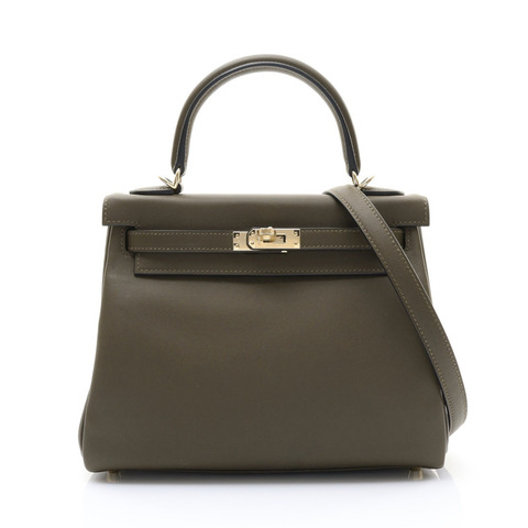 HERMES 愛馬仕 Kelly 25 凱莉包 兩用包 洛登綠 Swift牛皮 金釦 G刻