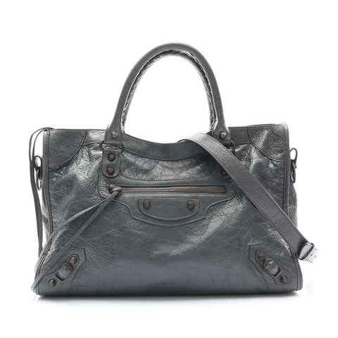 BALENCIAGA 巴黎世家 Le City MM 兩用包 灰色 牛皮 823058