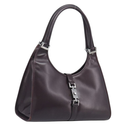GUCCI Jackie 手提包 皮革 波爾多銀色 002 1067 Auth 209540V