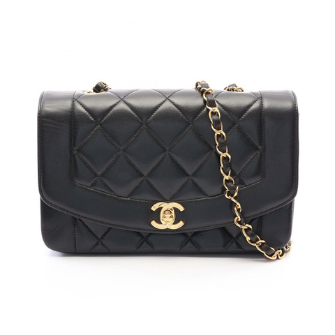 香奈兒 (CHANEL) 絎縫 Diana 翻蓋鏈條斜背包 A01164 羊皮 BK GHW