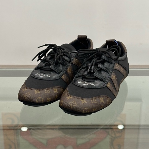 Louis Vuitton路易威登 LV 鞠婧禕同款 Sneakerina 拼皮老花字母logo女款黑棕拼色芭蕾風德訓鞋 36碼 全新✅正品