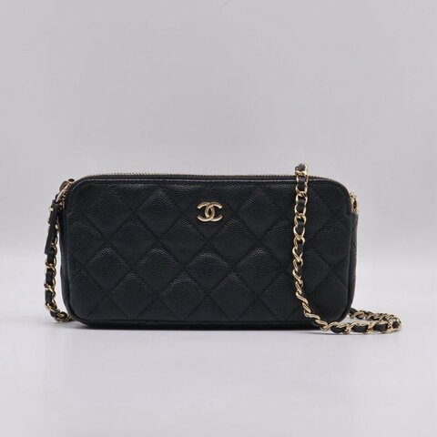 CHANEL 17B雙隔層鍊帶小包 - 黑金24開