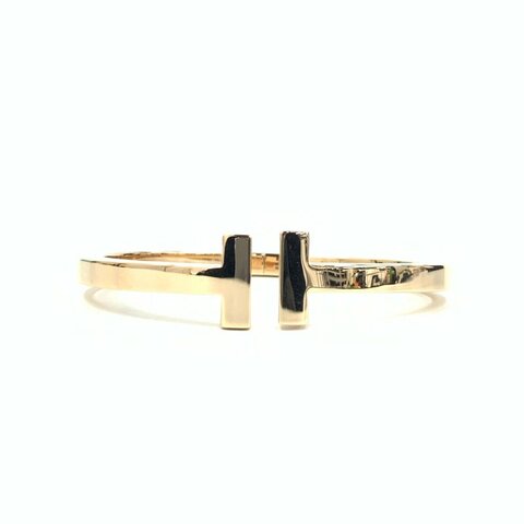 Tiffany & Co. / T系列 雙t 玫瑰金方形手鐲 內圈周長17.5釐米