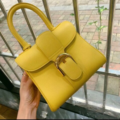 Delvaux Brillant 牛皮兩用包小款 檸檬黃