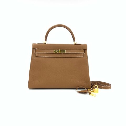 Hermès 金棕 kelly32 togo C刻 肩背包
