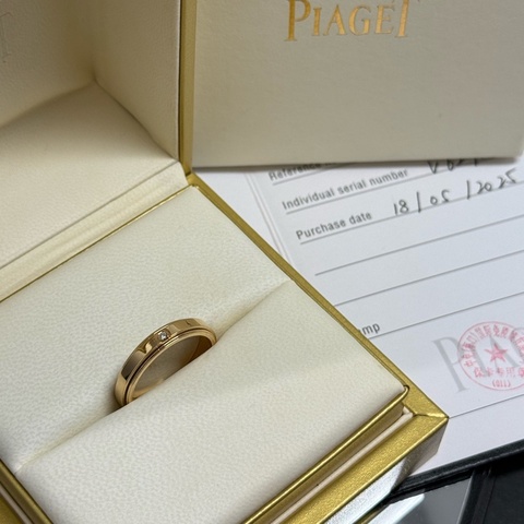 Piaget/伯爵 25年保卡 Possession時來運轉系列18K玫瑰金單鑽戒指 65碼 圈 號