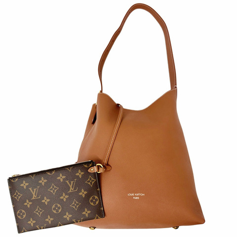 路易威登 (Louis Vuitton) 女士手提包，品牌單肩包，粒面小牛皮，低調 Hobo MM 款，干邑色 M24974 棕色