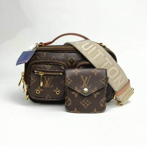 LV路易威登 UtilityCrossbody相機包炸藥包老花晶片肩背包