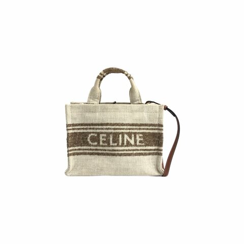 Celine 棕色 Cabas 提花 托特 小號 肩背包