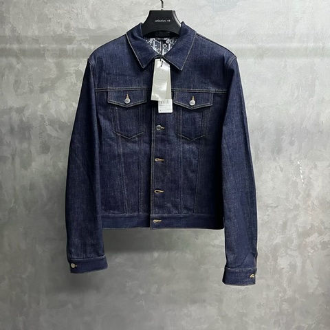 Dior 迪奧 藍色純色翻領單排扣長袖夾克外套 Size:48全新帶吊牌