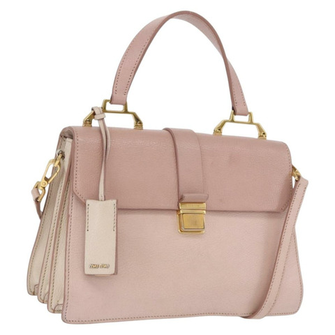 Miu Miu 手提包 皮革 兩用 粉色 金色色調 正品 ka6266A