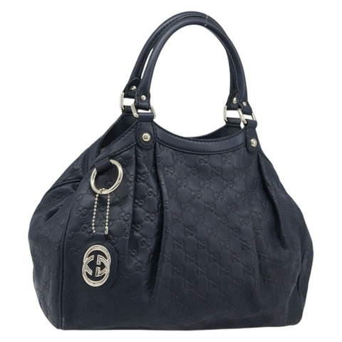 GUCCI GG帆布 Guccissima Sukey 手提包 皮革 海軍藍 金色 211944 正品 206054V