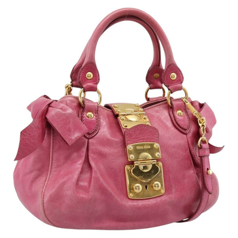 Miu Miu 手提包 皮革 兩用 粉紅色 金色色調 正品 bs37260V