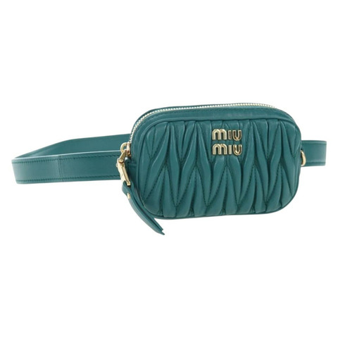 Miu Miu Matelasse 腰包 皮革 綠色 金 正品 LN043M