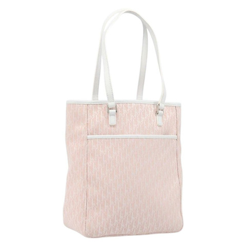 Christian Dior Trotter 帆布手提包 粉紅色銀色 正品 205251V