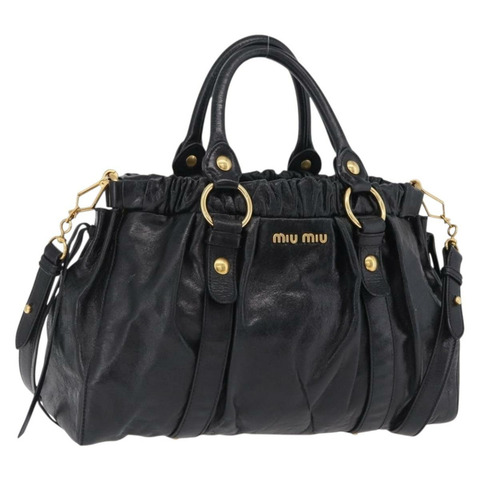 Miu Miu 手提包 皮革 兩用 黑色 金色 正品 167738SAM