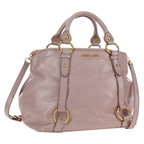 Miu Miu 手提包 皮革 兩用 粉金配色 正品 167773M