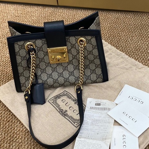 🌷帶發票！Gucci Padlock老花托特包 小號 黑色