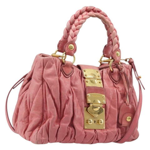 Miu Miu Matelasse 手提包 皮革 2way 粉紅金配色 正品 167863A