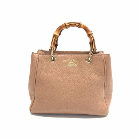 Gucci 奶茶色 竹子 bamboo shopper 牛皮 小號 肩背包