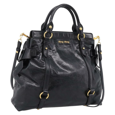 Miu Miu 手提包 皮革 兩用 黑色 金色 正品 167880M