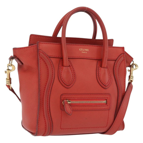 CELINE Luggage Nano Shopper 手提包 皮革 2way 紅色金色 正品 ep16814A