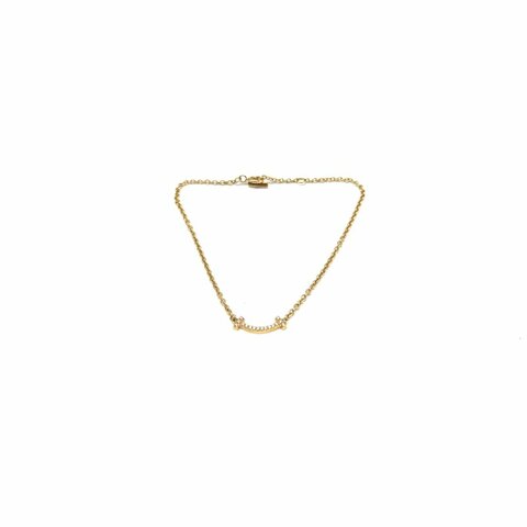Tiffany & Co. 18k黃金 笑臉 滿鑽 mini 手鏈