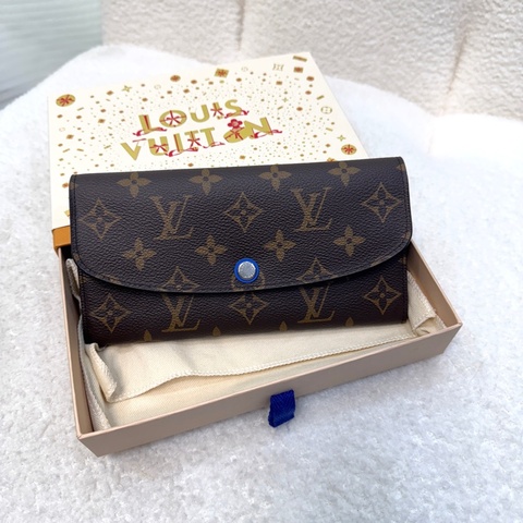 💙LV原花拚克萊因藍內裏Emilie長夾M82919
