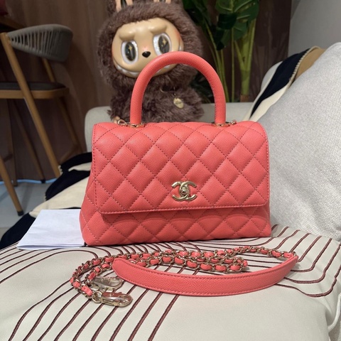 全新Chanel coco handle small 荔枝牛皮晶片