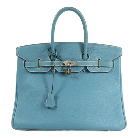 HERMES Togo皮革Birkin 35手挽袋Bleu Jean