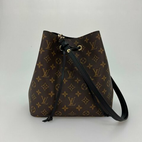 LV M44020/晶片款 黑老花水桶包