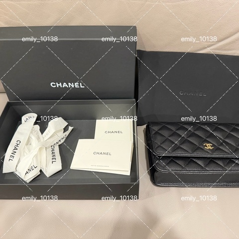 Chanel 黑金荔枝牛皮woc 全配
