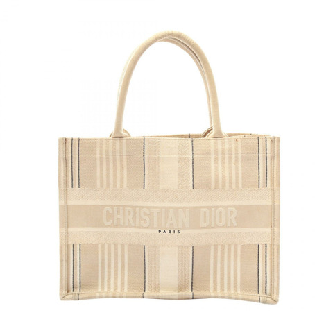 Christian Dior BOOK TOTE 中型手提包 帆布 米色 黑色 二手 女士