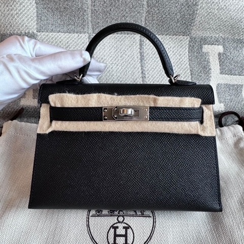 Mini Kelly 黑銀 W stamp