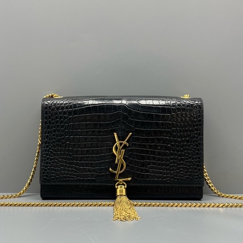 YSL聖羅蘭流蘇kate中號鰐壓紋黑色 尺寸24*15*6cm
