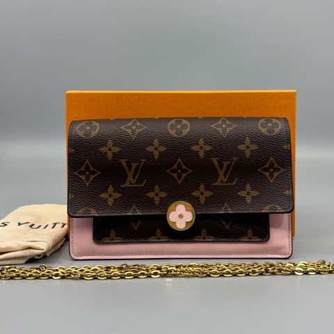 Louis Vuitton 路易威登 老花Flore小花Woc鏈條斜挎包