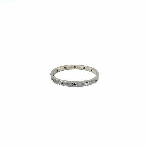 Cartier 18k白金 love 黑陶瓷 滿鑽 21年全套 19 手鐲